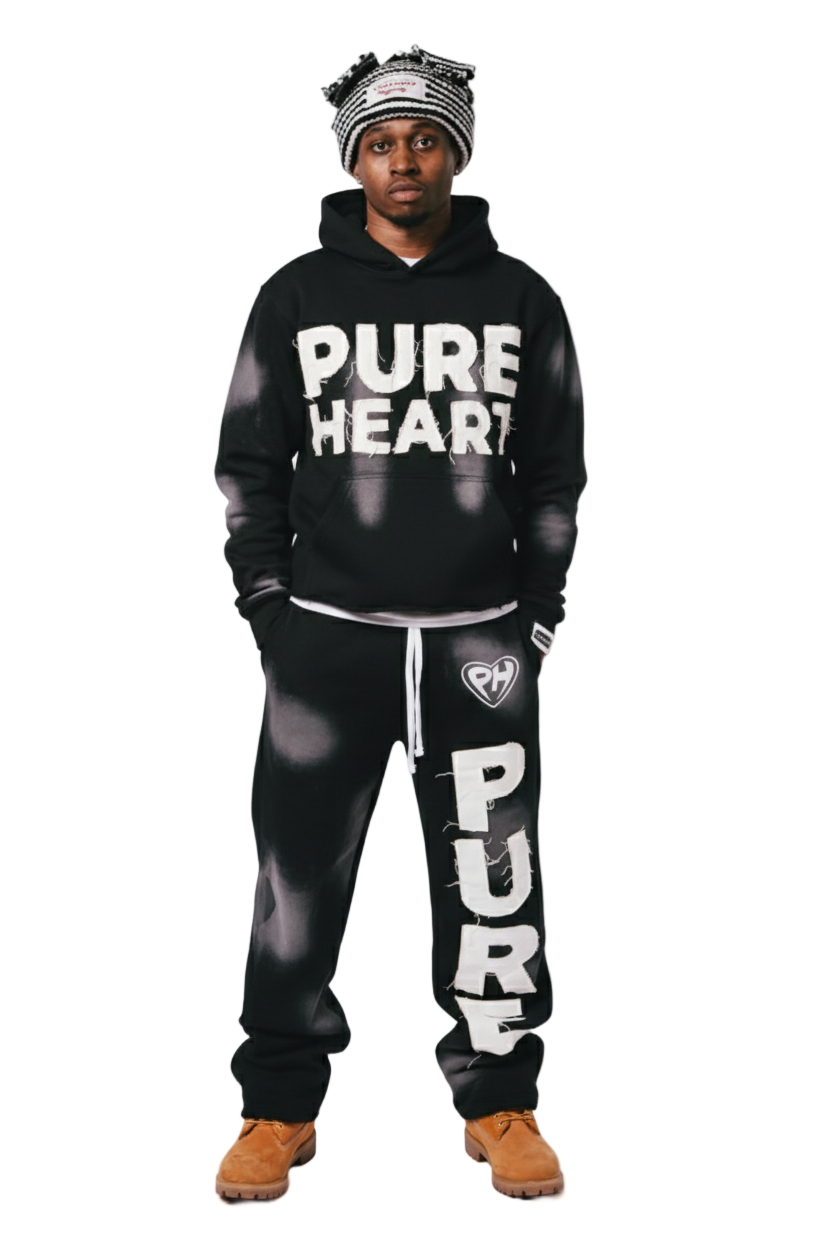 'Distressed' Sweatsuit Black
