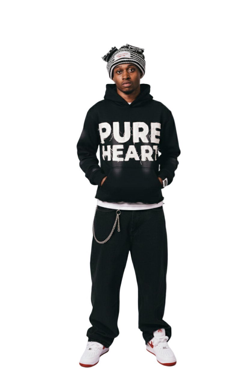 'Distressed' Hoodie Black