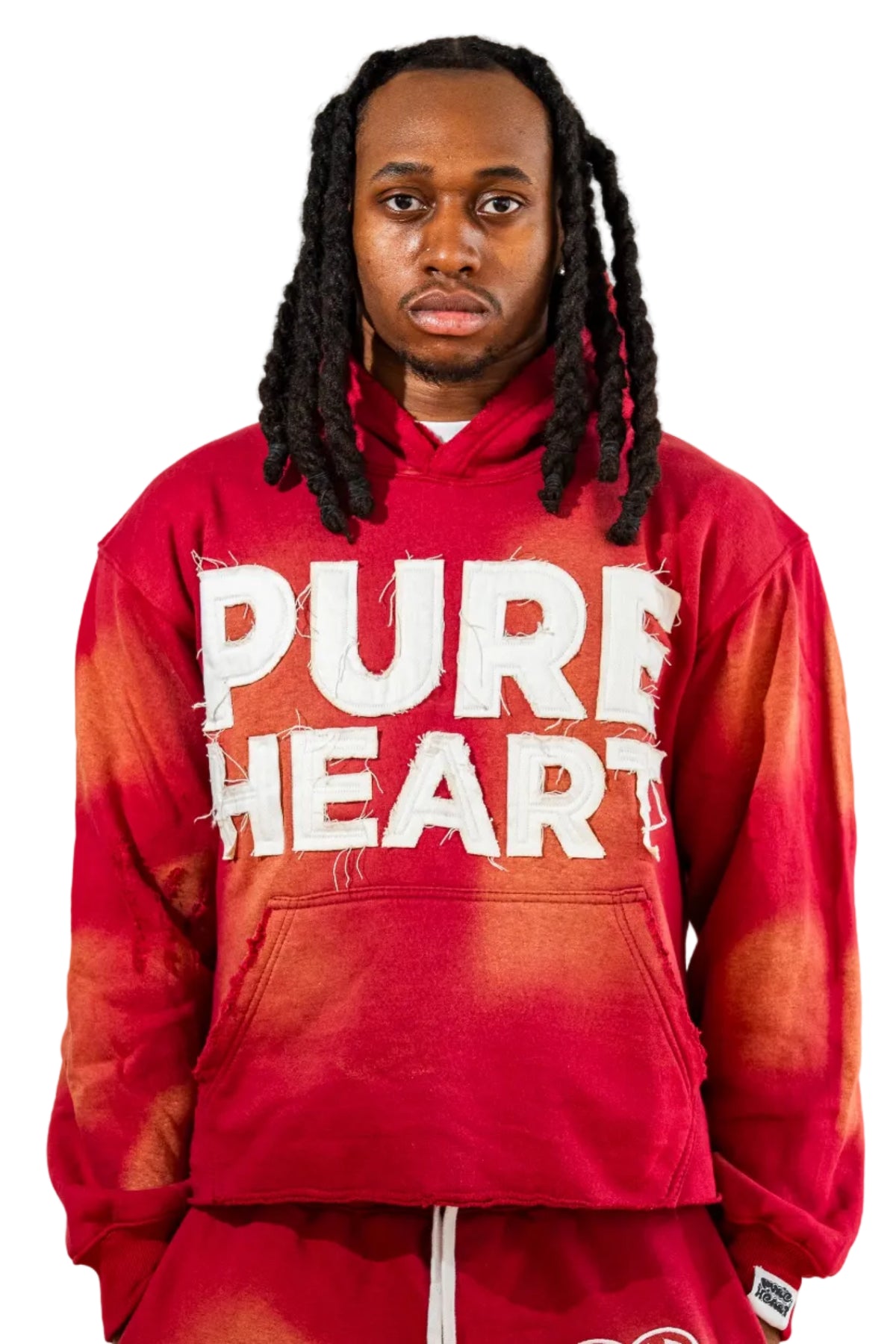 'Distressed' Hoodie Burgundy
