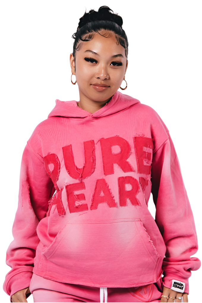 'Distressed' Hoodie Pink & Pink
