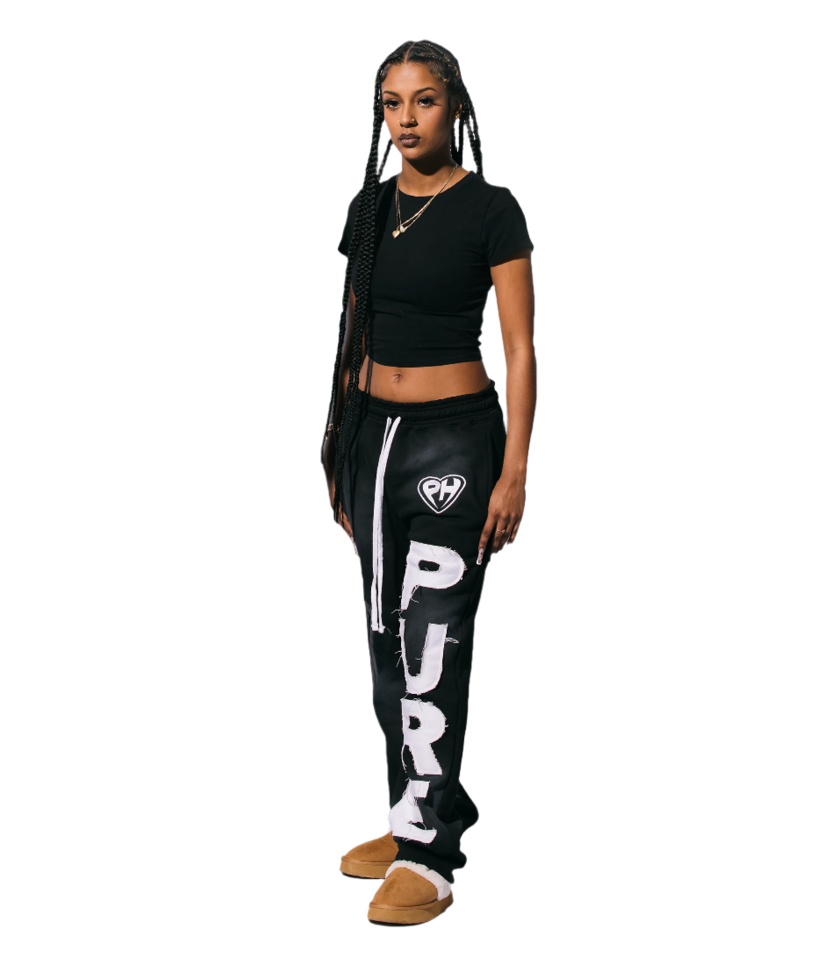 'Distressed' Women's Sweats Black